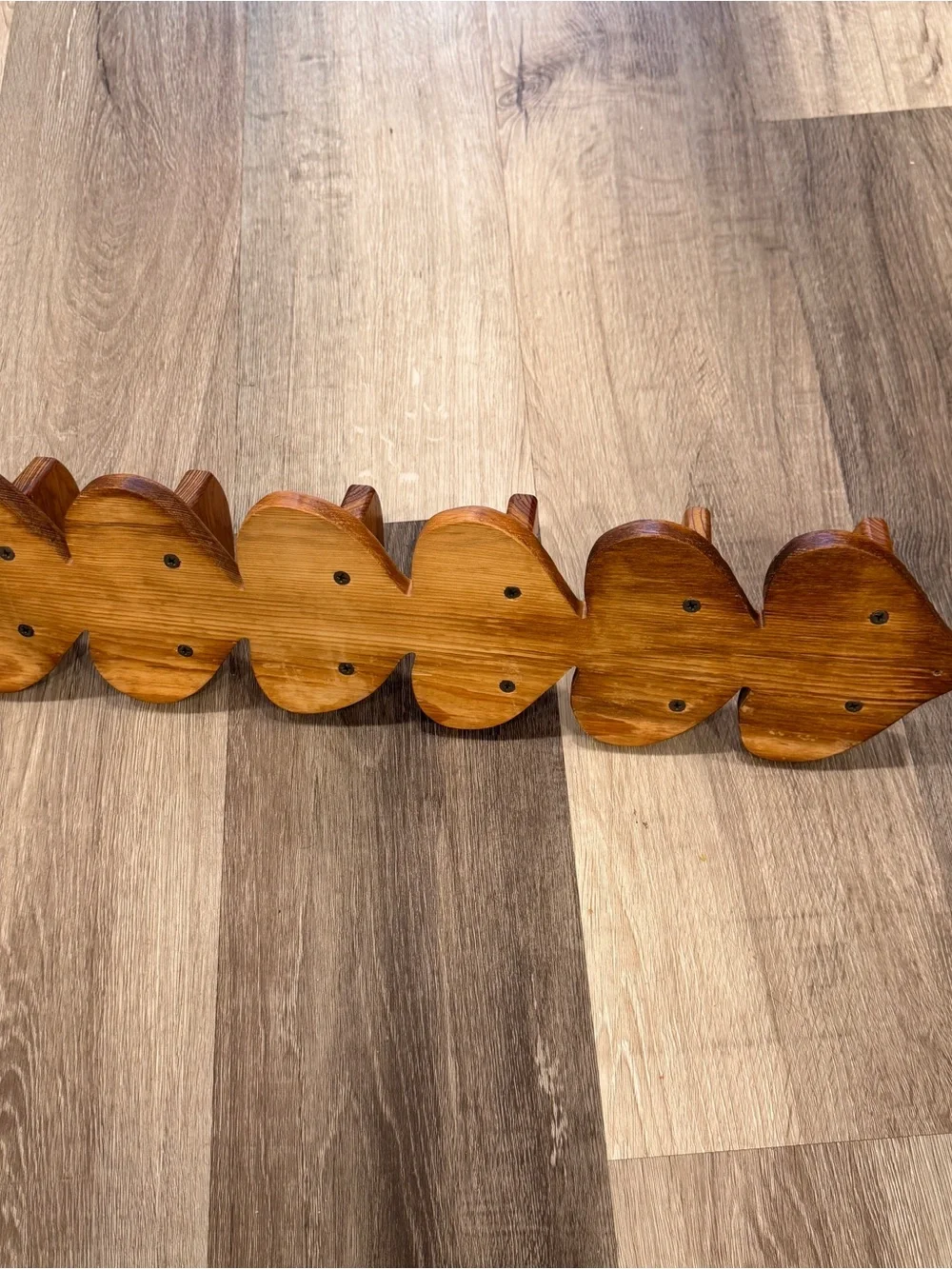 Handcrafted Vintage Heart-Shaped Wood Wall Trinket Shelf 22” 6 Shelf Cottagecore